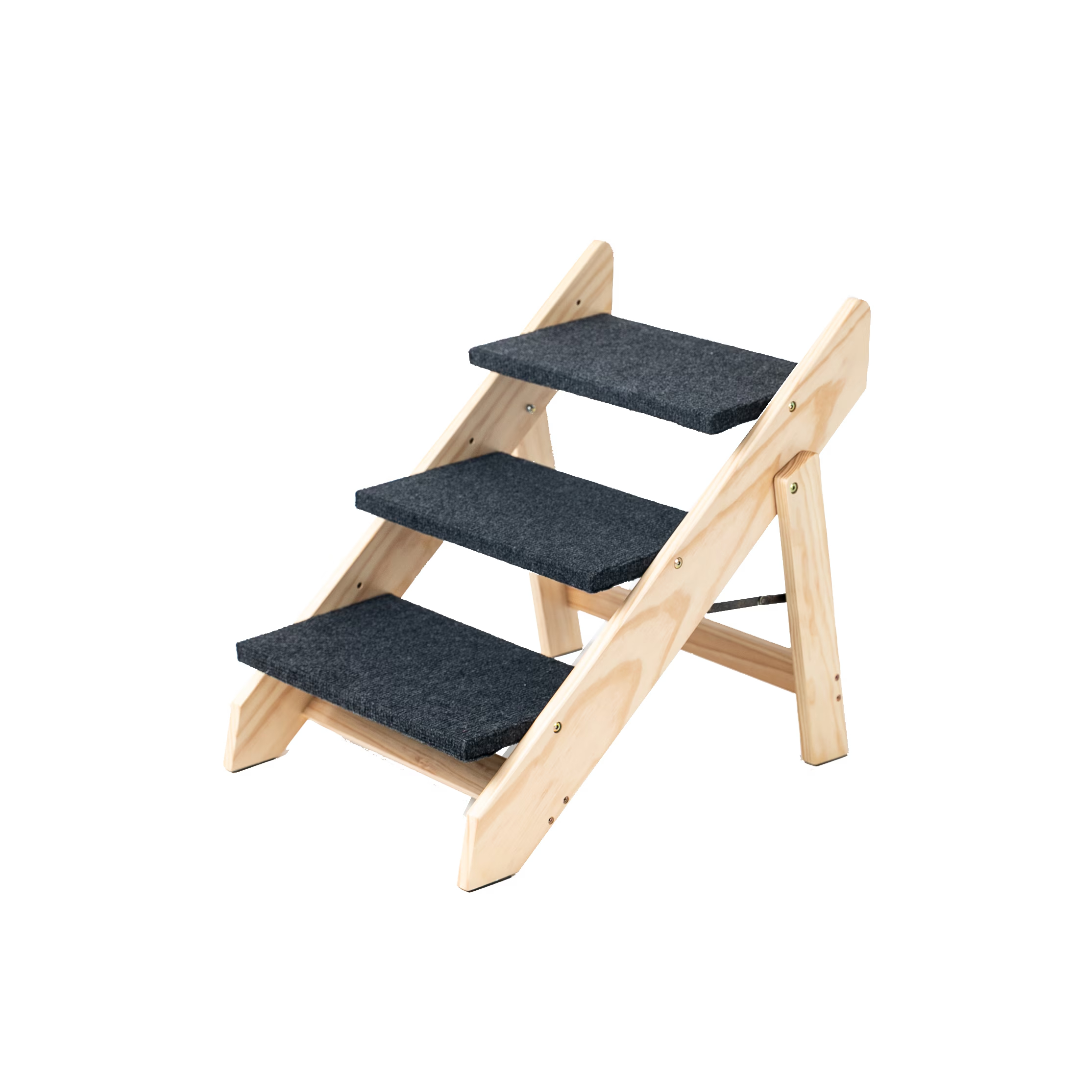 Wood Pet Stairs Pet Steps Foldable 3 Levels Dog Stairs Ramp Perfect For Beds And Cars Portable Dog Cat Ladder Up To 110 Pounds — image 9