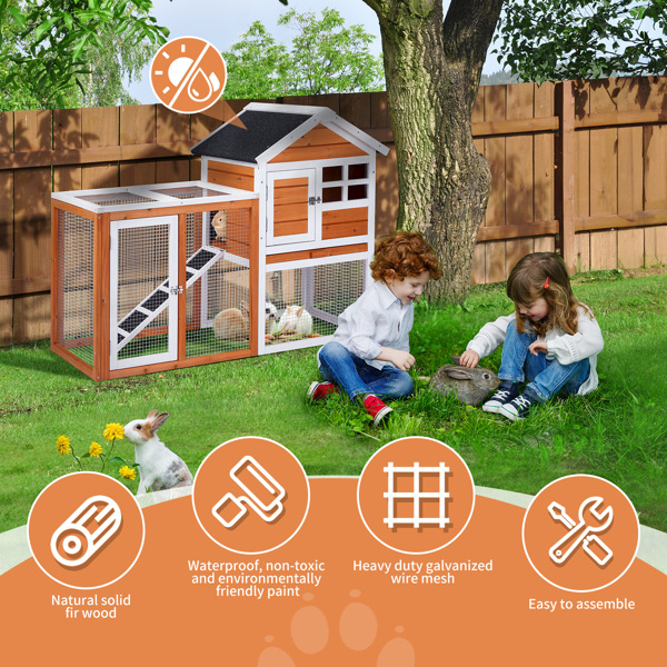 House Type With Running Ladder, Orange-red, Wooden Chicken Rabbit Cage — image 10