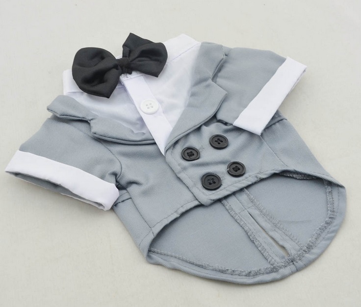 Pet Clothes Puppy Shirt Dog Wedding Tuxedo Western Style Suit with Bow Tie Apparel Clothing For Dogs Coat — image 4