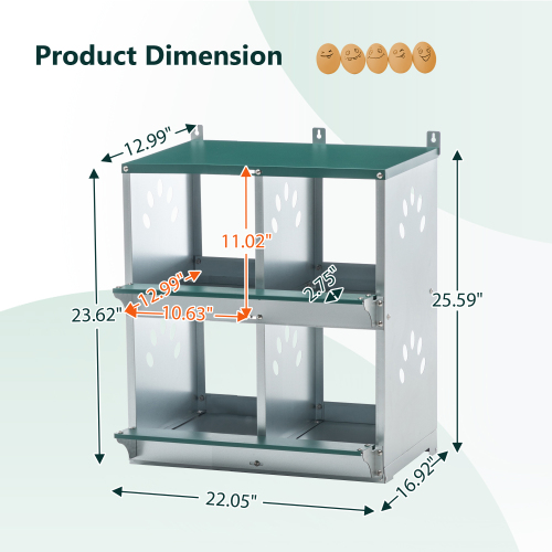 Nidales para Gallinas de 4 Compartimentos, Nidales Metálicos para Montaje en Pared, Caja Ponedora de Huevos para Diferentes Razas de Gallinas — imagen 5