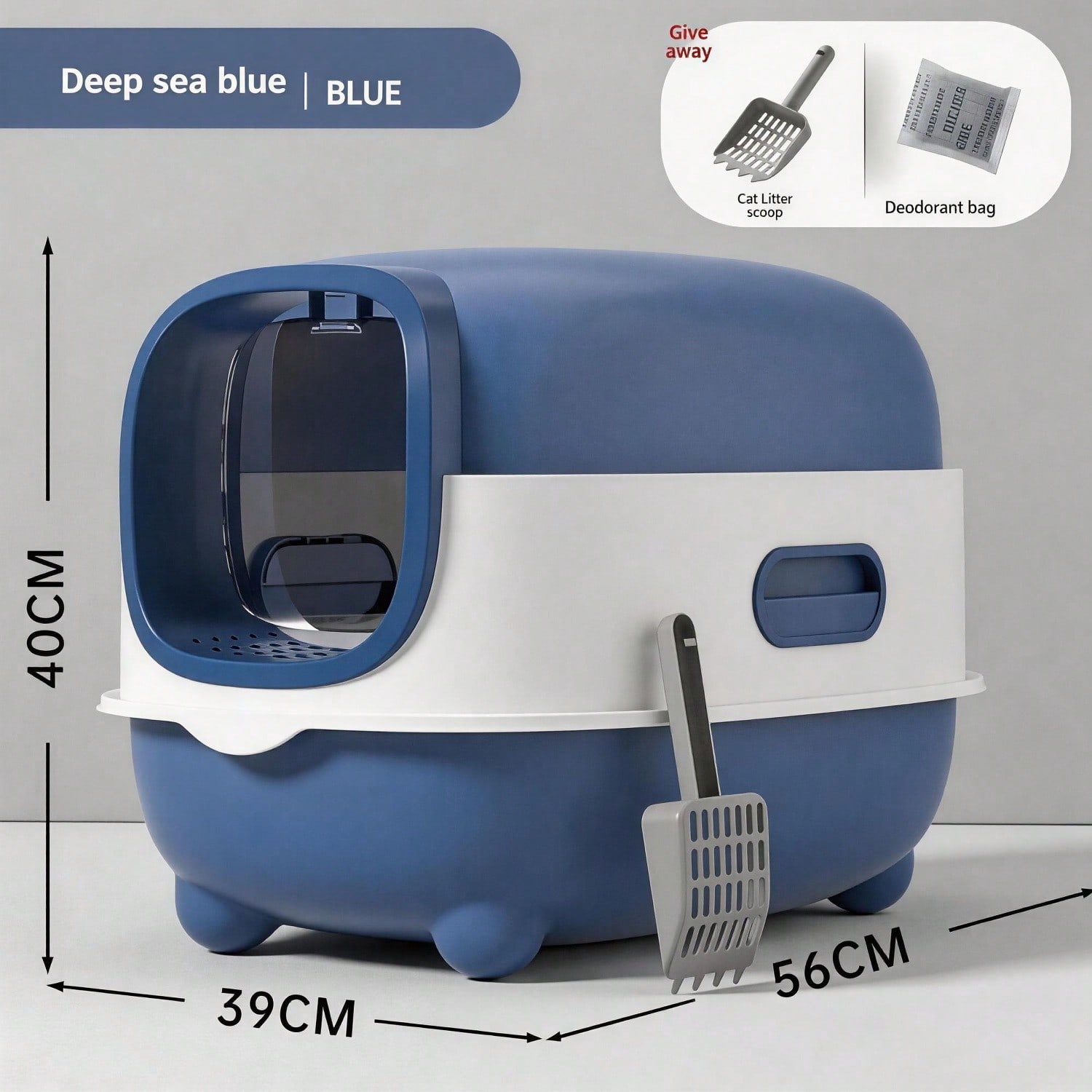 Caja de Arena para Gatos Totalmente Acristalada con Desinfección UV y Control de Olor, Gran 56cm para Gatos Grandes, Acceso Fácil 180° con Diseño Anti-Resbalón — imagen 9