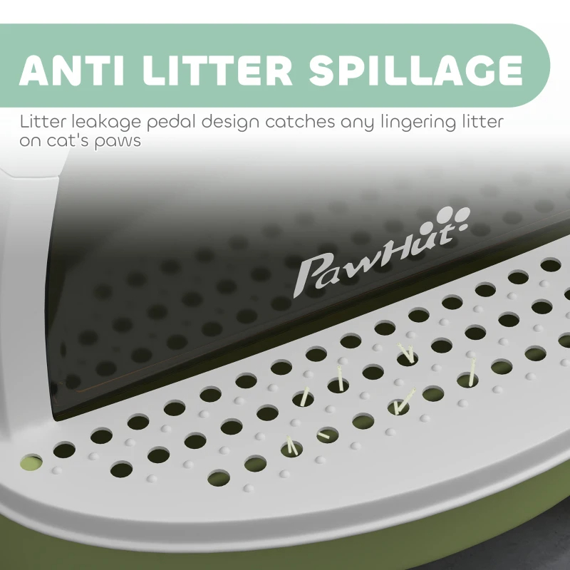 Covered Cat Litter Box With Lid, Scoop, Deodorizing Bags For Odor Control, Privacy, Easy To Clean, Green — imagen 6
