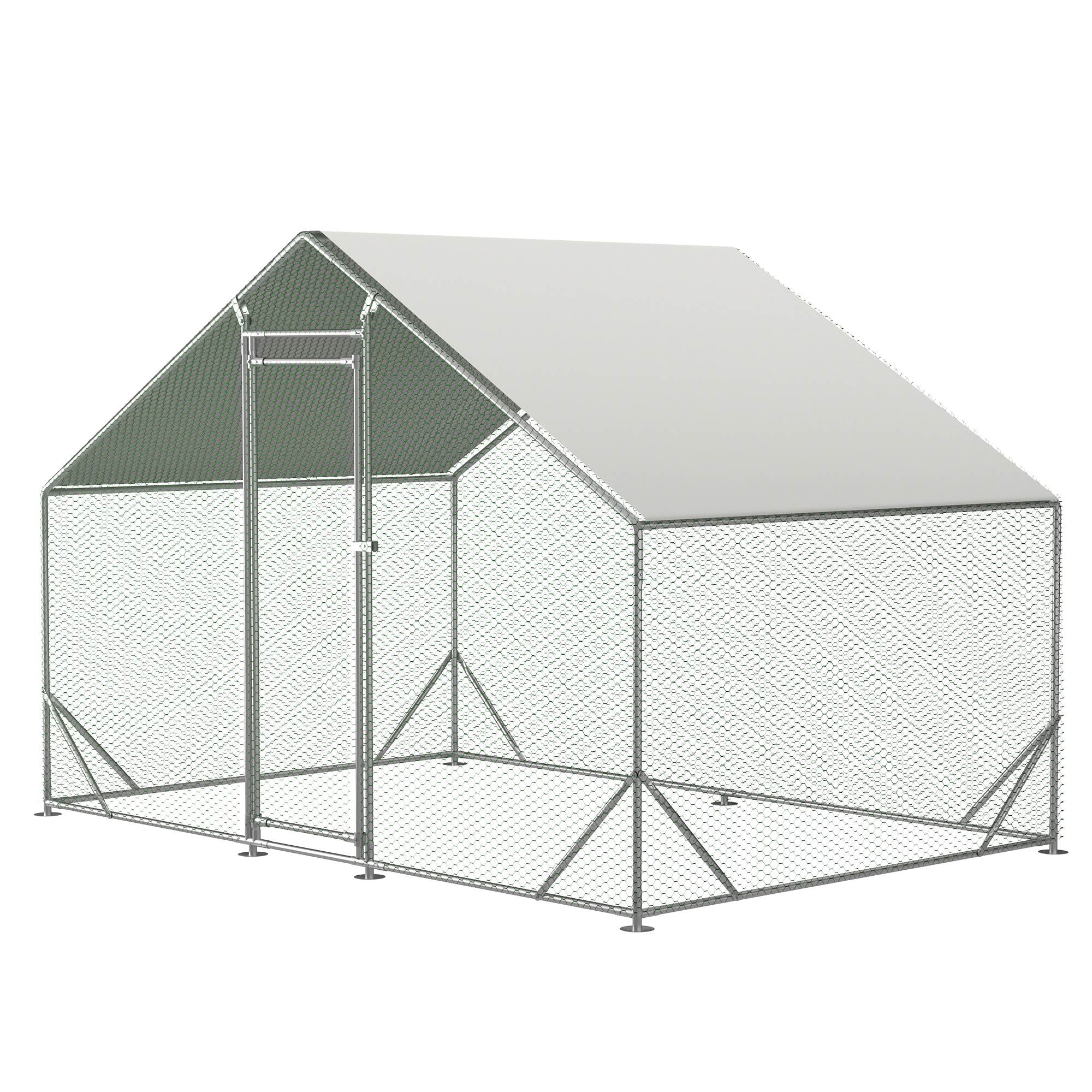 Large Metal Chicken Coop, Walk-in Chicken Run, Galvanized Wire Poultry Chicken Hen Pen Cage, Rabbits Duck Cages With Waterproof And Anti-Ultraviolet Cover For Outside — image 1