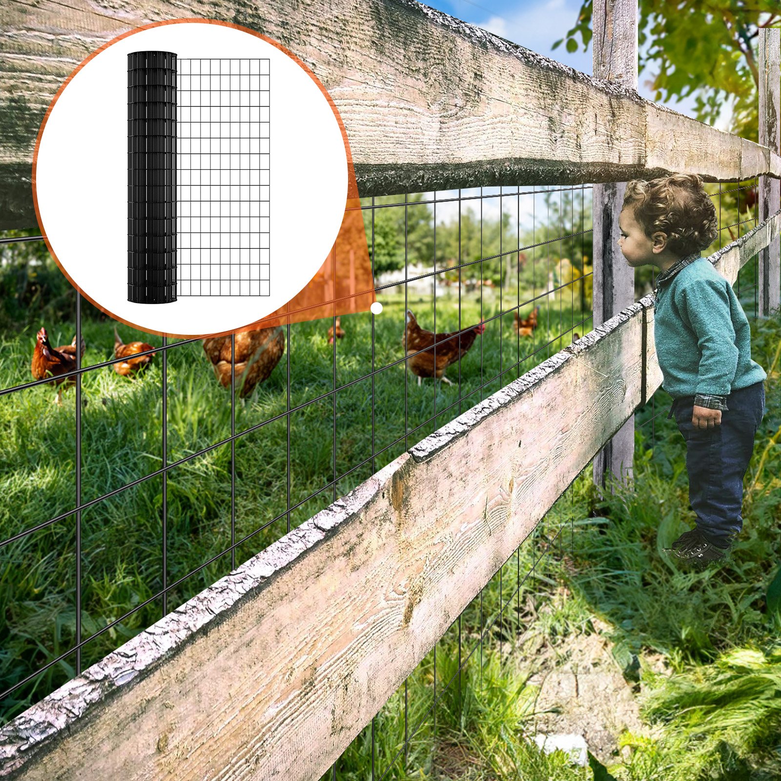 Hardware Cloth, 48'' X 50' Galvanized Wire Mesh Roll, 16 Gauge Chicken Wire Fence Roll, Vinyl Coating Metal Wire Mesh For Chicken Coop Barrier, Rabbit Snake Fences, Poultry Enclosures — imagen 6