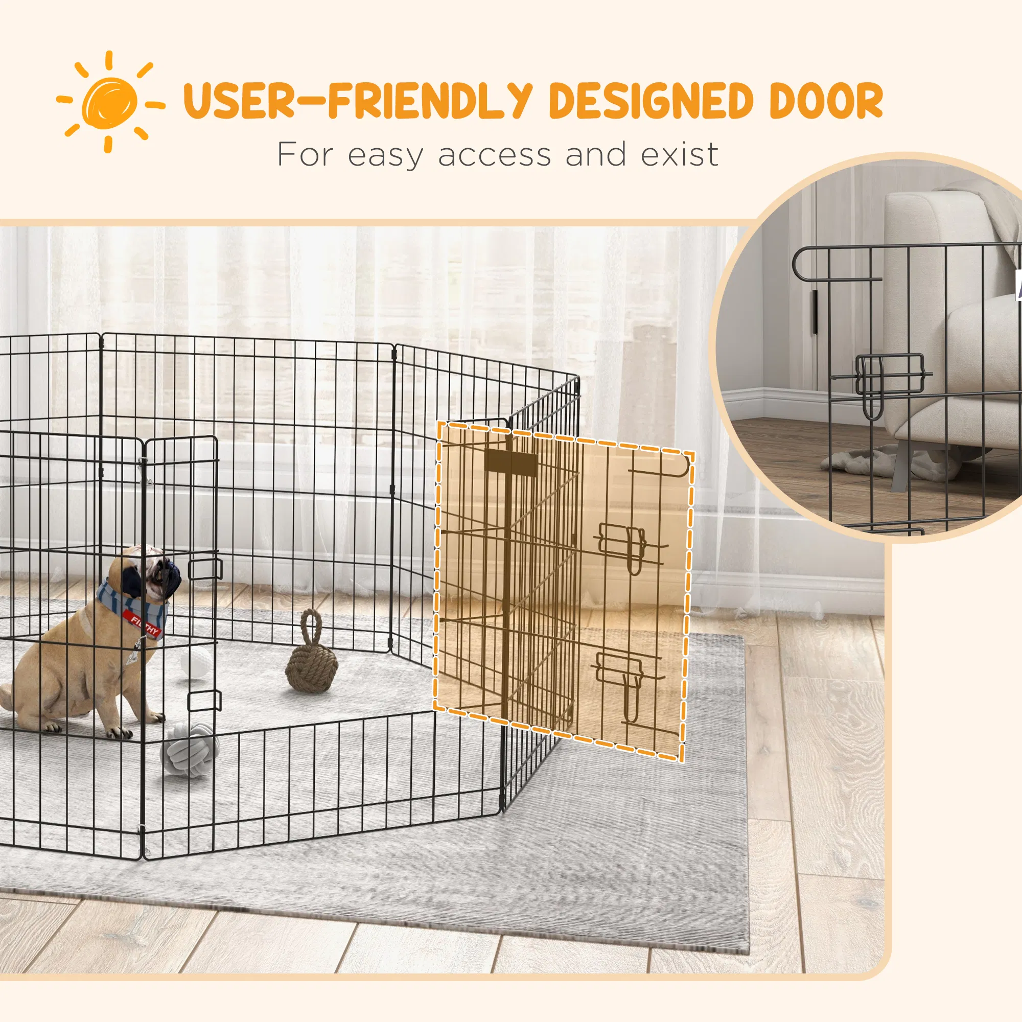 Foldable Metal Exercise Pet Playpen Yard Dog Puppy Kennel Cage 8 Panel — image 6