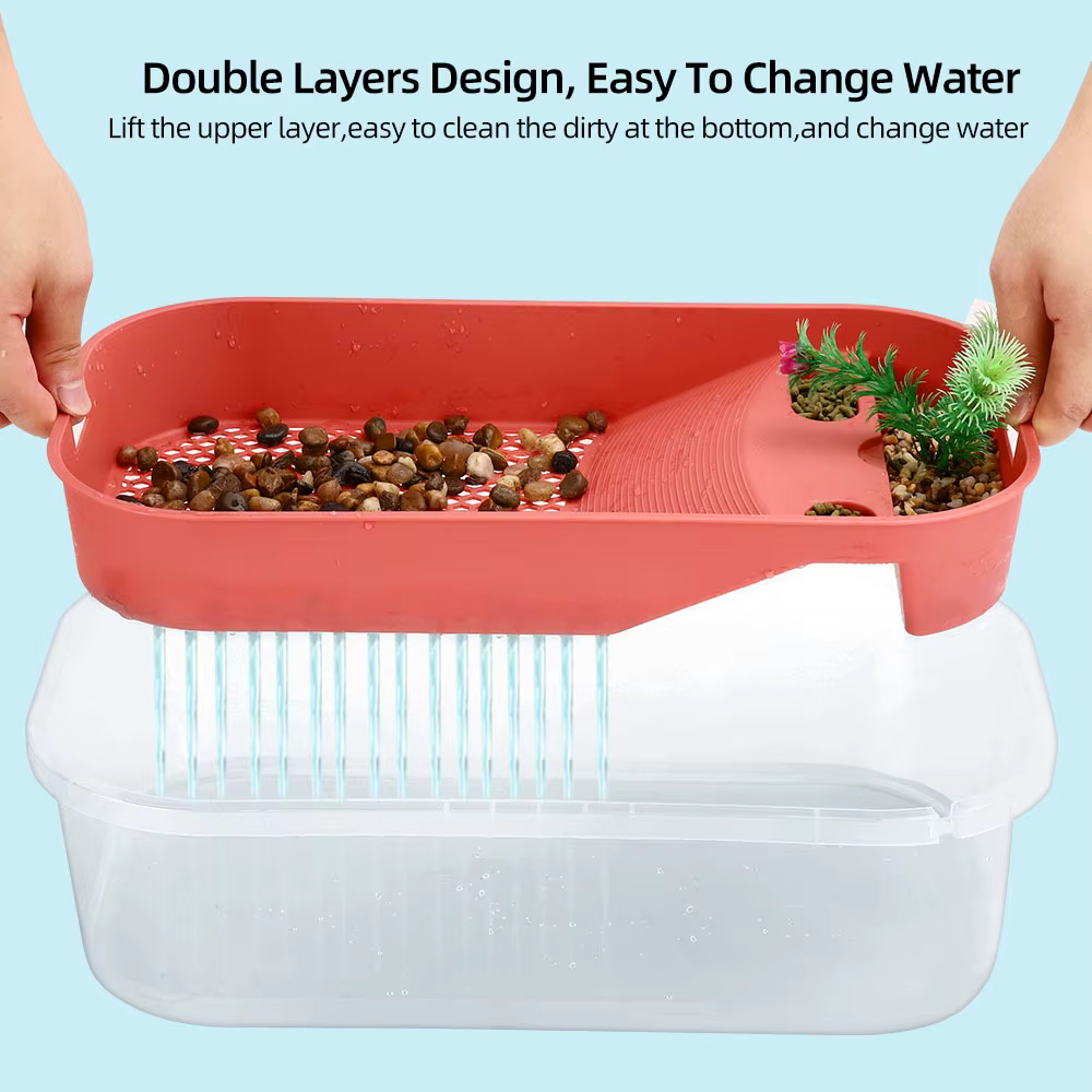 Turtle Tank For Home Use With Sun Terrace Big Fish Turtle Mixed Breeding Tank Creative Landscape Turtle Tank, Easy To Clean — image 4