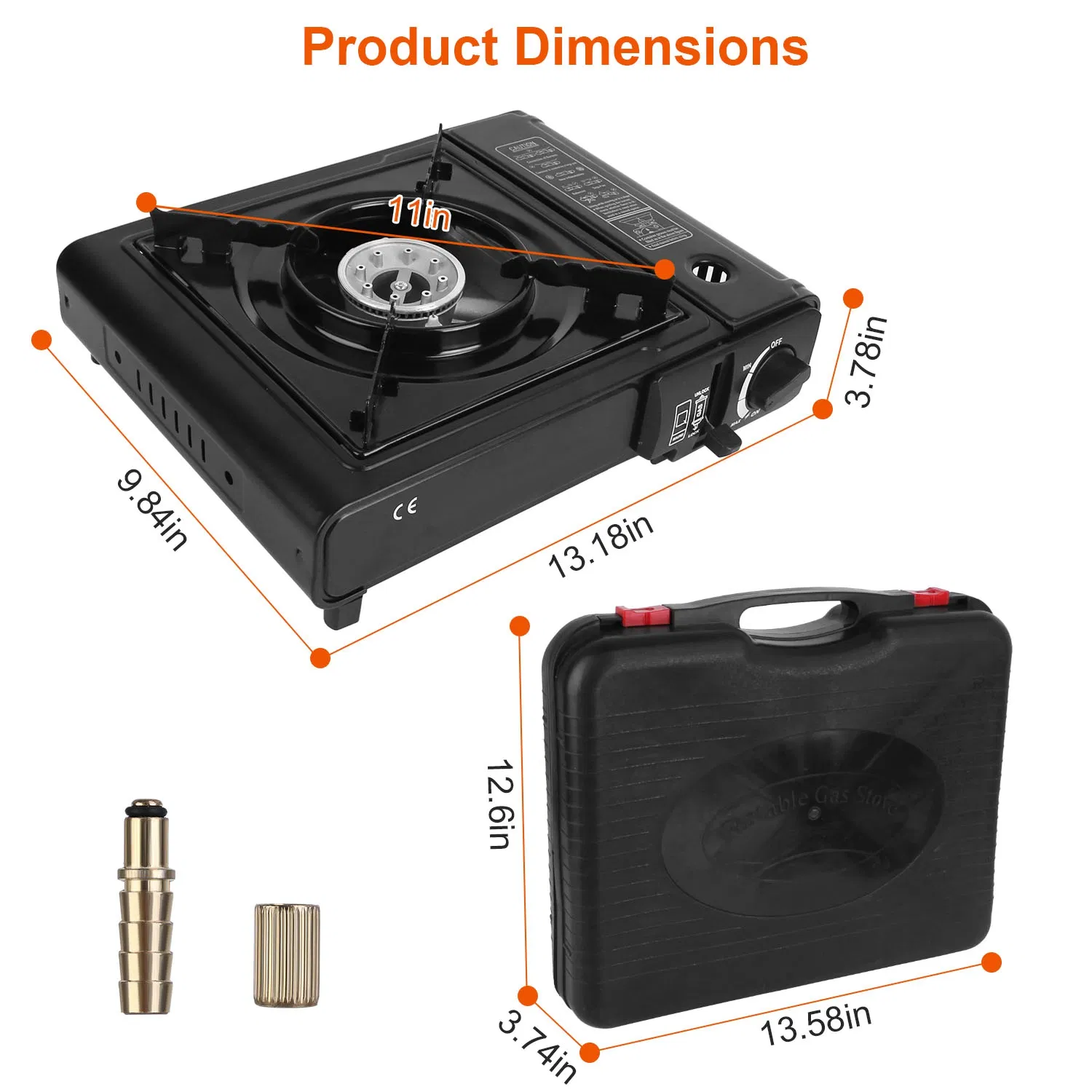 3300W Portable Camping Stove Butane Canister Dual Fuel Burner Piezo Electric Ignition Single Burner With Automatic Tank Ejection Overpressure Cut Off Carry Case For Camping Hiking Picnic Fishing — imagen 4