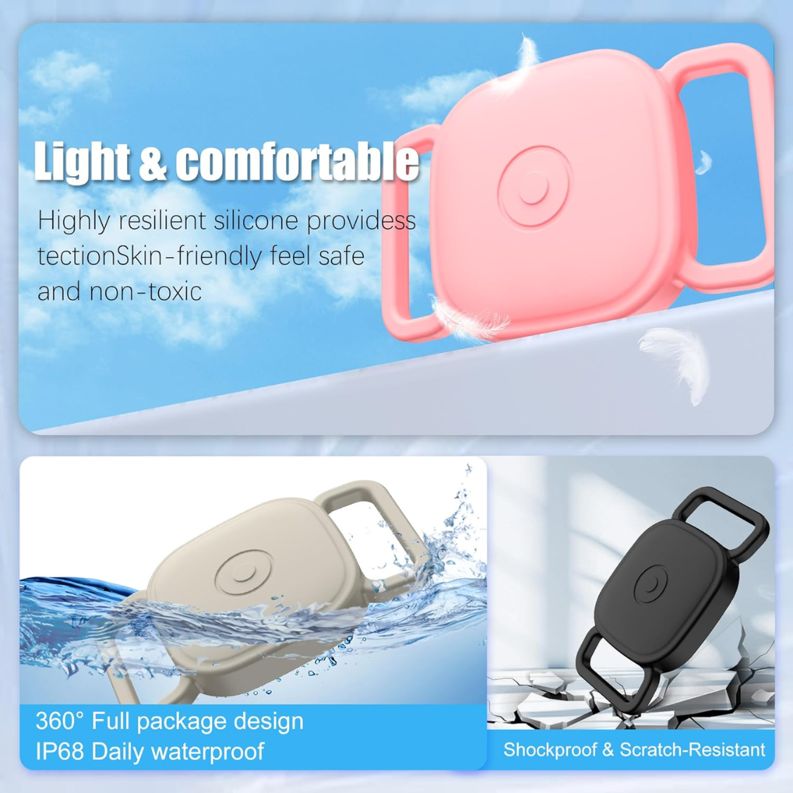 Caja Protector de Tile Mate para Collar de Perro Impermeable Conexión Segura Caso de Silicona Suave para Rastreador de Mascotas Gato Collar — imagen 7