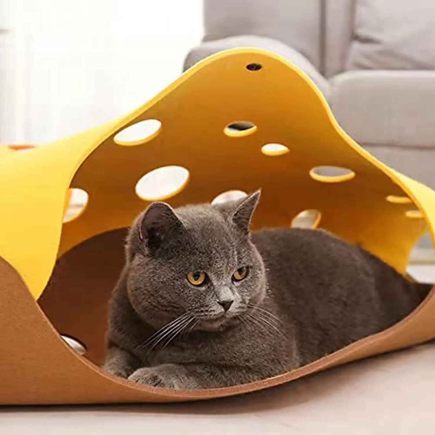 Cat Tunnels Bed Foldable Pet Tunnel Tube Bed with Holes DIY Cats Play Mat Cat Activity Rug Toy for Interactive — image 2