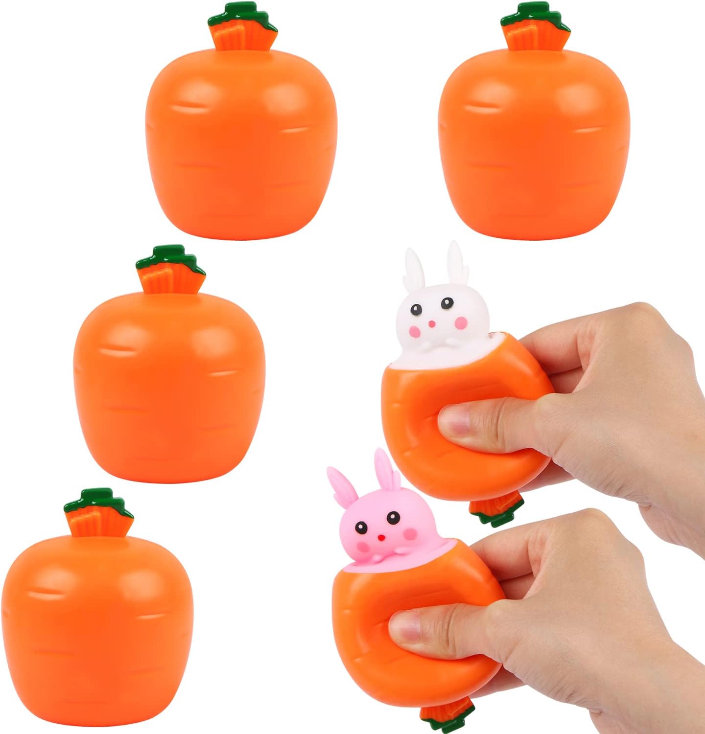 4 Pack Stress Balls Bunny Squeeze Ball Carrot Rabbit Stress Toy Sensory Pressure Toys For ADD ADHD OCD Birthday Easter Party Favors — image 4