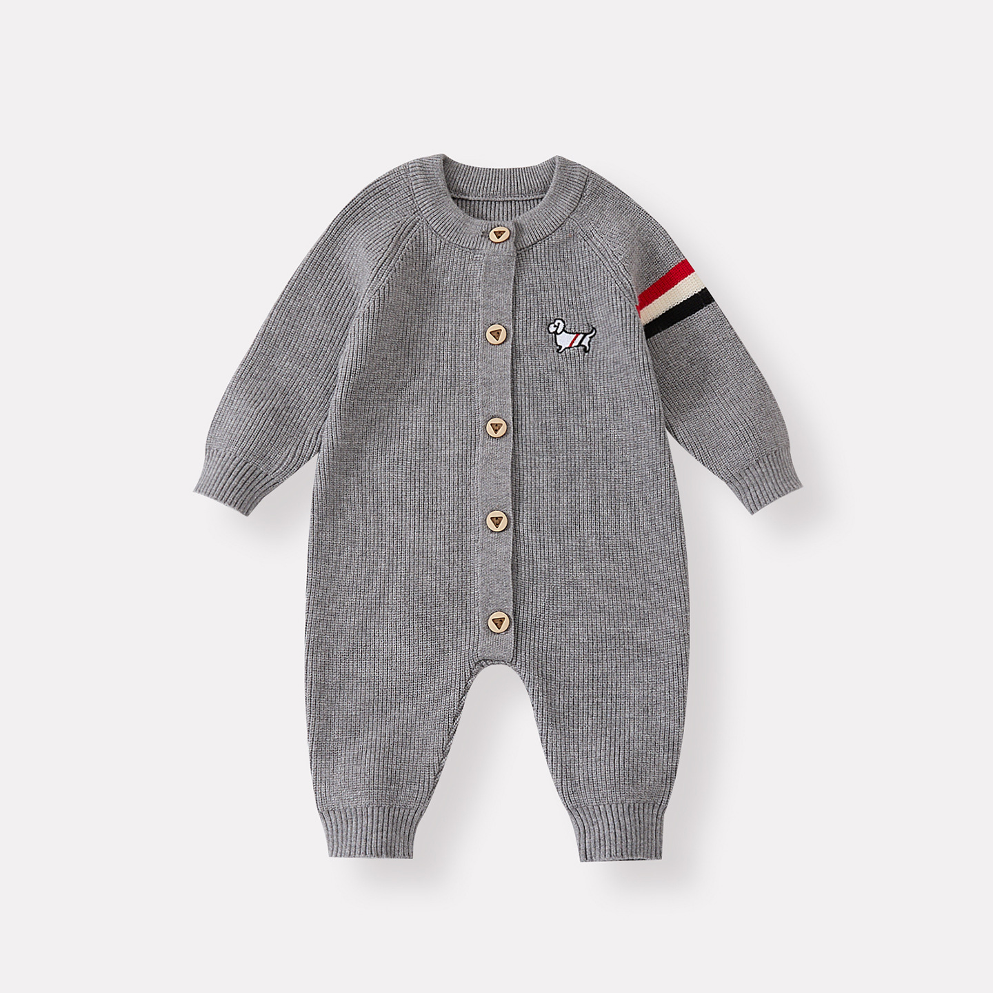 Romper de punto para bebés con bordado de perro, chaqueta de cuerpo para bebé — imagen 4
