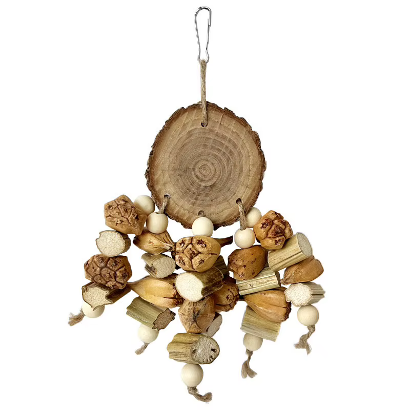 Natural Material Pet Parrot Toy Bird Swing Exercise Grinding Biting Wooden Toys Pet Parrot Macaw Hammock Bird Toy — image 5