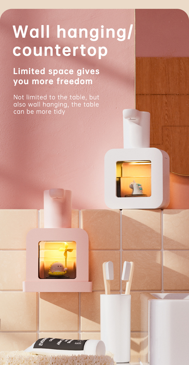 Cute Cat Rechargeable Touchless Automatic Soap Dispenser 400ml Kids foam Soap Dispenser with Night Light — image 16
