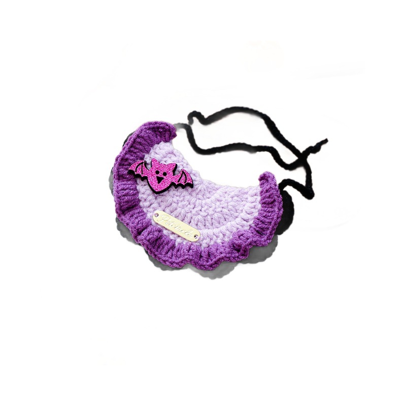 Accesorios para Mascotas de Halloween, Bandana de Lino Tejido con Etiqueta Dorada para Gatos y Perros, Collar Decorativo en forma de Murciélago — imagen 6