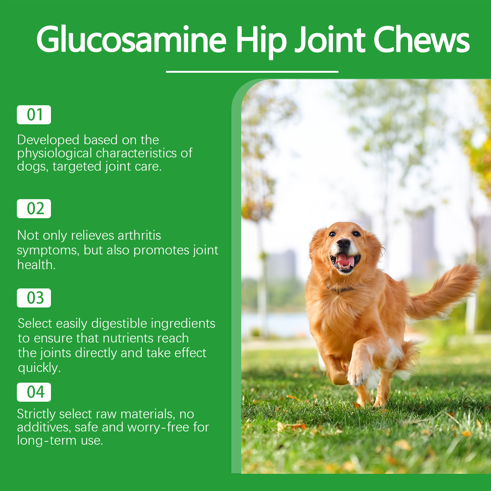 Suplementos para Articulaciones Caninas con Glucósamina y Quitina, Chews suaves de sabor a pollo para aliviar el dolor en las articulaciones y mejorar la movilidad — imagen 4