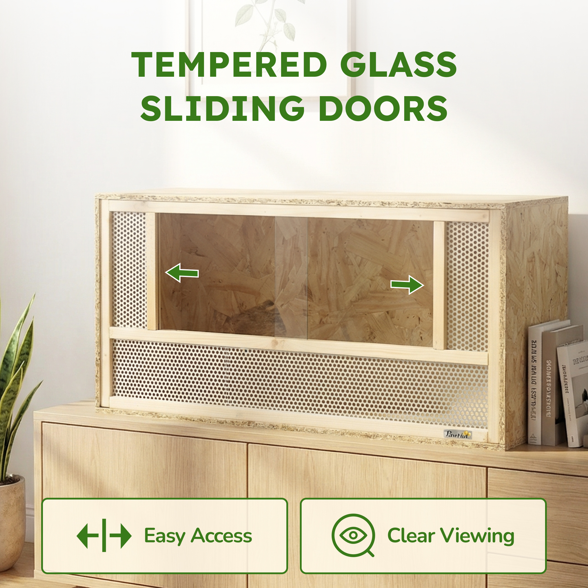 Wooden Reptile Terrarium with Sliding Door for Chameleon, Lizard, Snake, Frog, Turtle, 31.5" x 15.7" x 15.7" — image 3