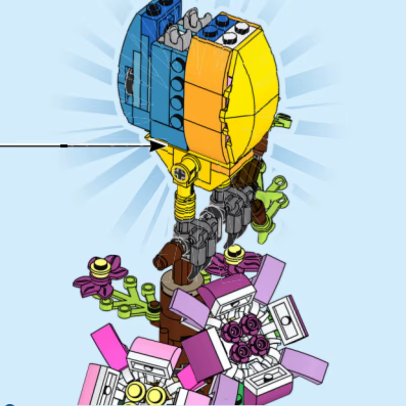 Set de Construcción de Bloques 3 en 1 de Loro, Se Transforma en 3 Figuras de Animales Diferentes - de un Loro Colorido, a un Pez Nadando, a una Tierna Rana — imagen 3