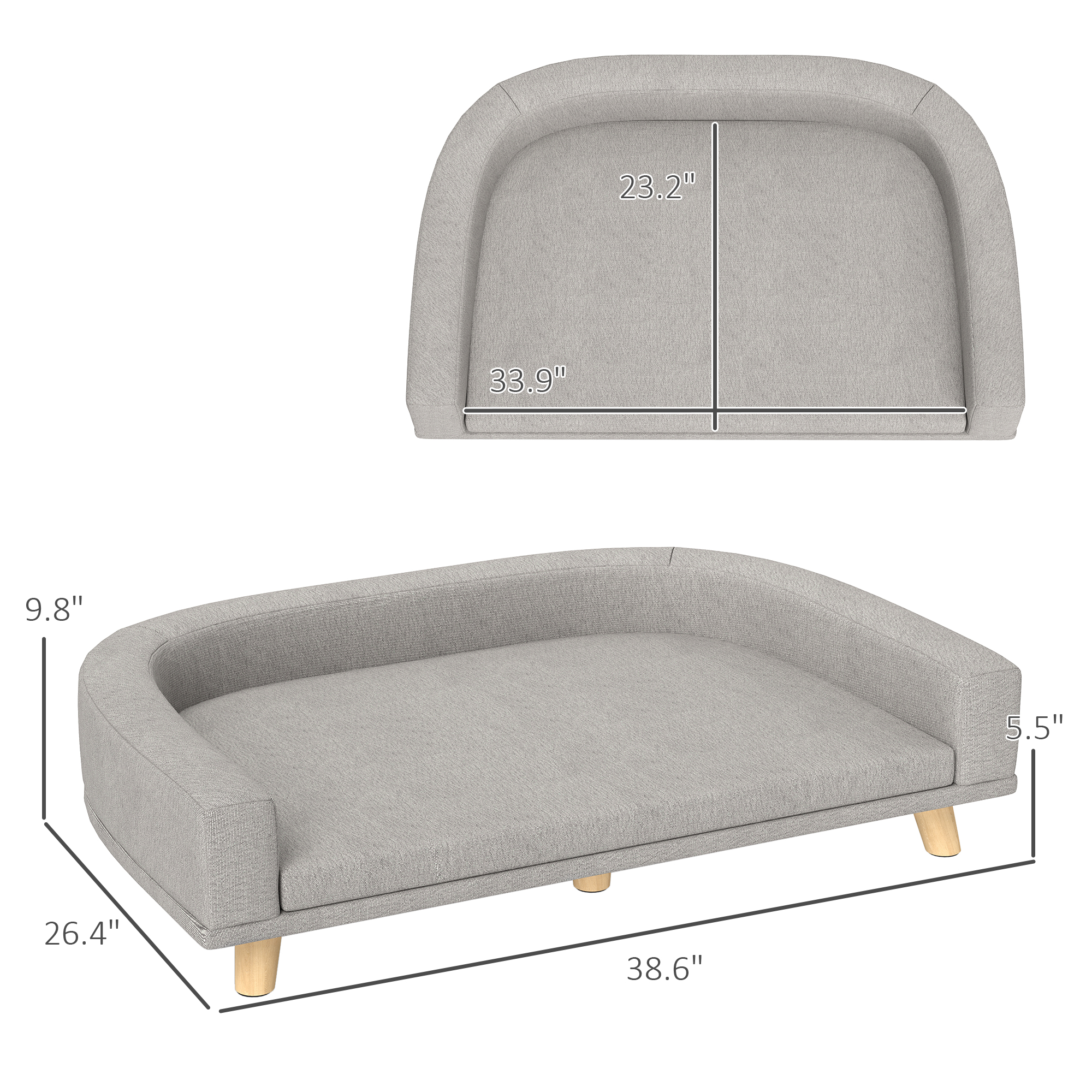 Sofá para Perros con Almohada Limpiable, Gris - Ideal para Perros Grandes y Gatos — imagen 8