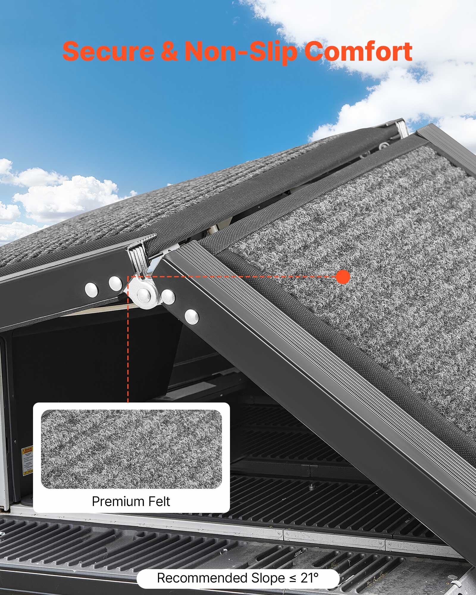 Dog Ramp For Cars, 71" L X 17" W, Folding Pet Ramps For Medium & Large Dogs Up To 250lbs, Pet Stair Ramp With Non-Slip Felt Rug Surface, Portable Outdoor Dog Car Ramps For SUV & Truck — imagen 5