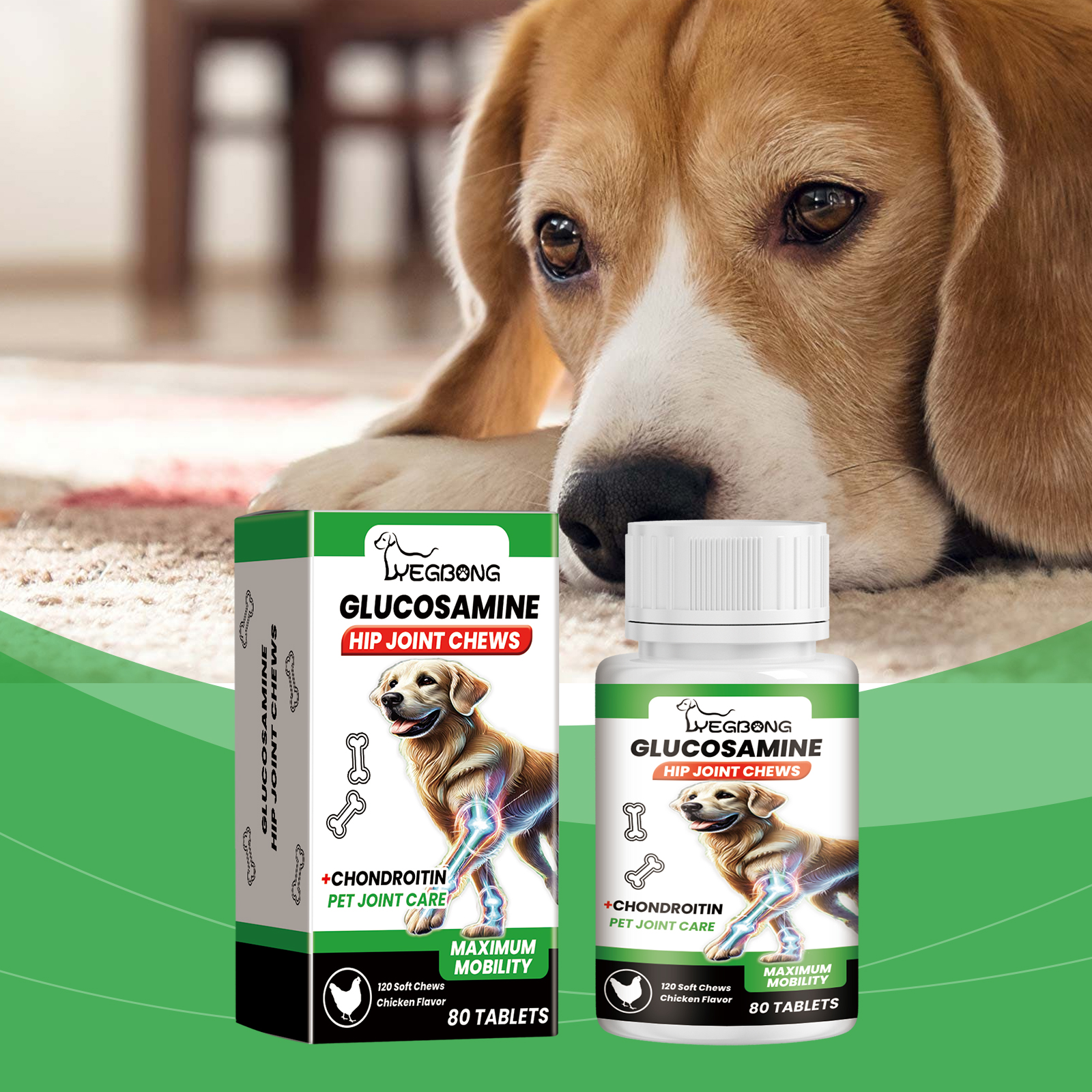 Suplementos para Articulaciones Caninas con Glucósamina y Quitina, Chews suaves de sabor a pollo para aliviar el dolor en las articulaciones y mejorar la movilidad — imagen 7