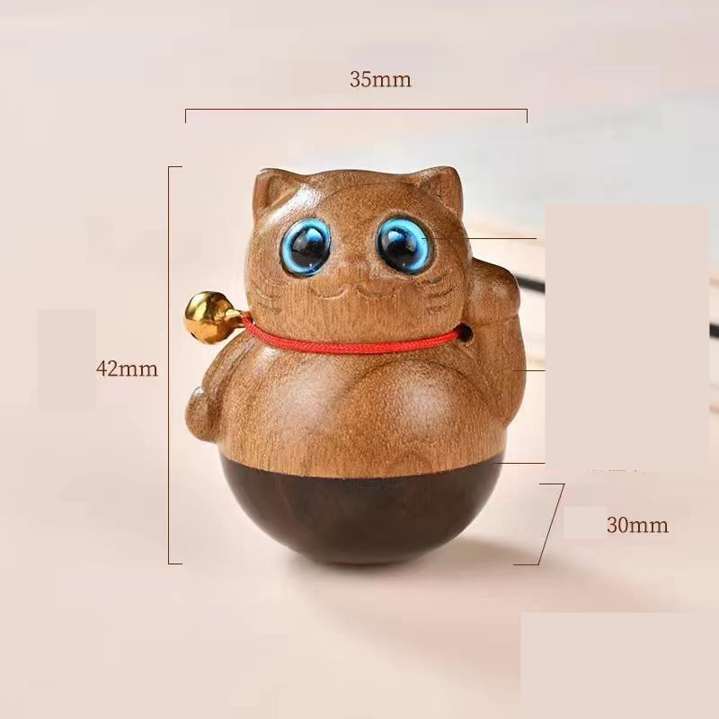 Sandalwood Kitten Ornaments Cute Hippo Mini Wooden Cat Play — image 9