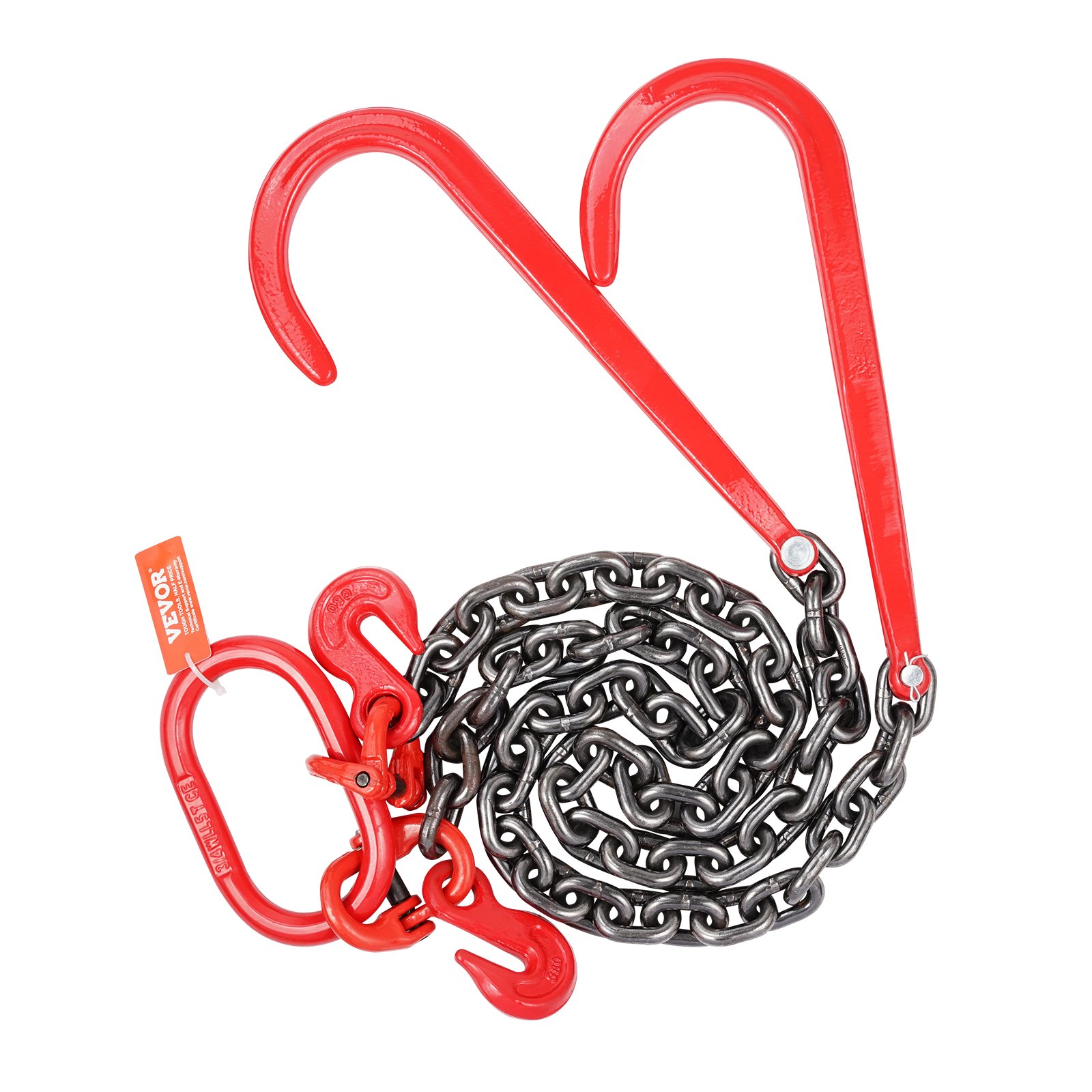 3/8' X 3' G80 Tow Chain J Hook V-Chain Bridle Grab Hook Wrecker 15600 Lbs — image 1