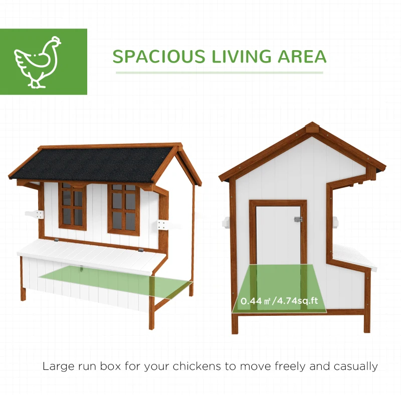 Gallinero de 47", Casa de Madera para Gallinas Elevada, Conejera con Techo Impermeable, Nido y Asas para 3-5 Gallinas, Jaula Portátil para Aves de Corral en el Patio — imagen 6