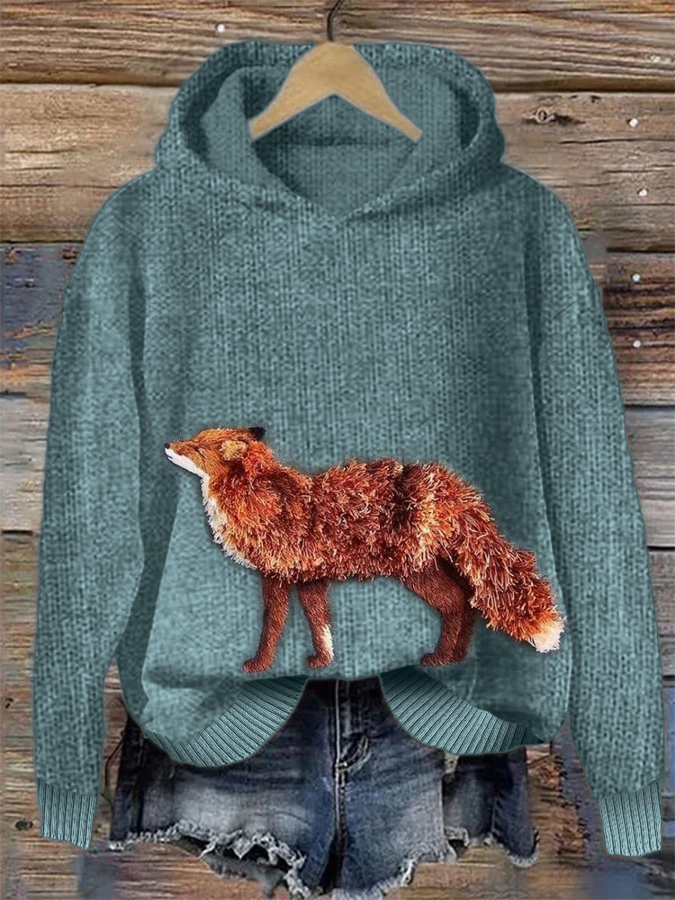 Suéter con Capucha de Estampado Animal para Mujer — imagen 11