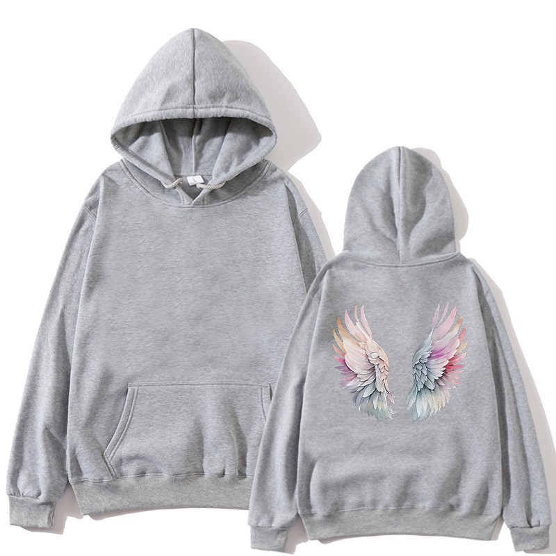 Women's Fleece-Lined Hoodie with Wings Print, Kangaroo Pocket, Drawstring, and Graphic Design — image 8