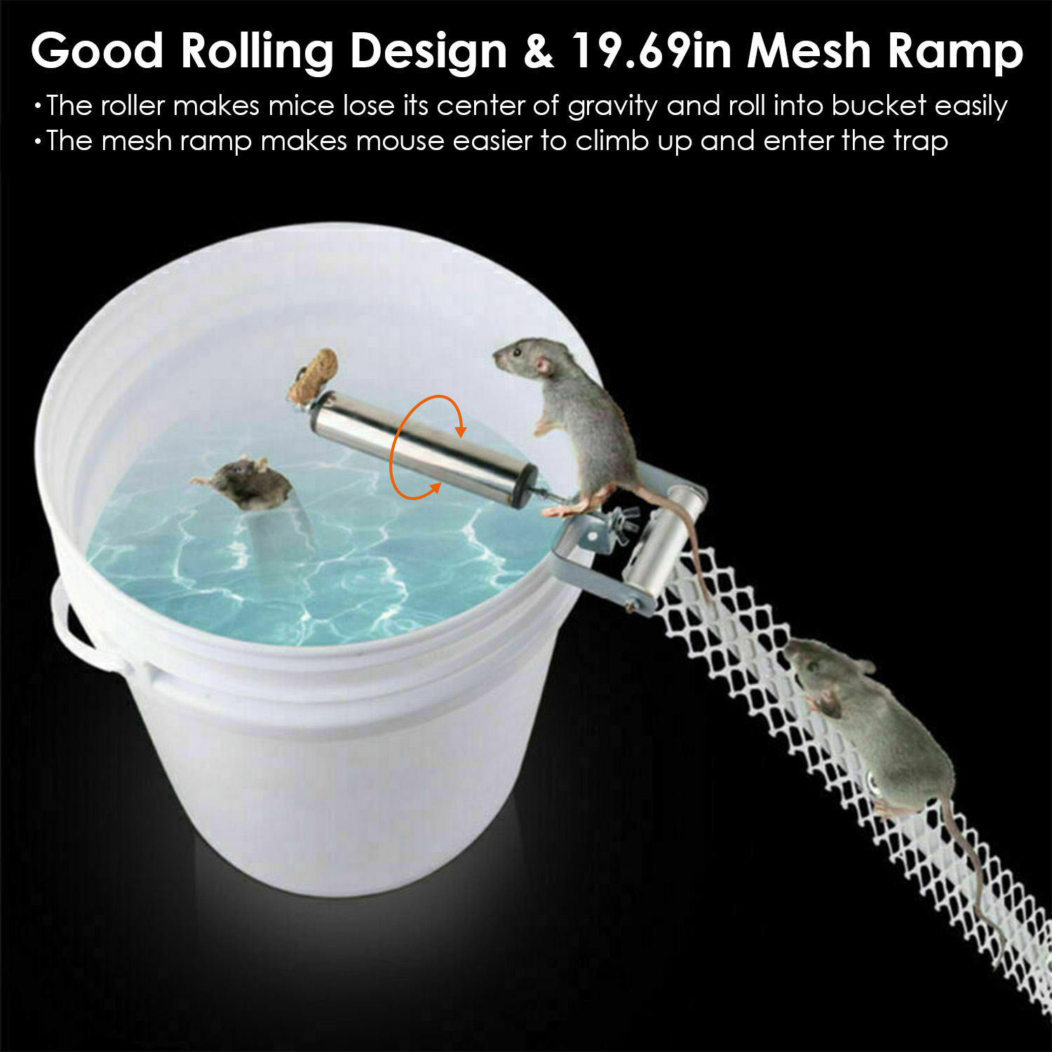 Rolling Mouse Trap With 19.69in Mesh Ramp, Humane Galvanized Metal Rat Trap, Reusable Catch Multiple Mice, Easy To Clean For Home Garage Warehouse Basement — image 7