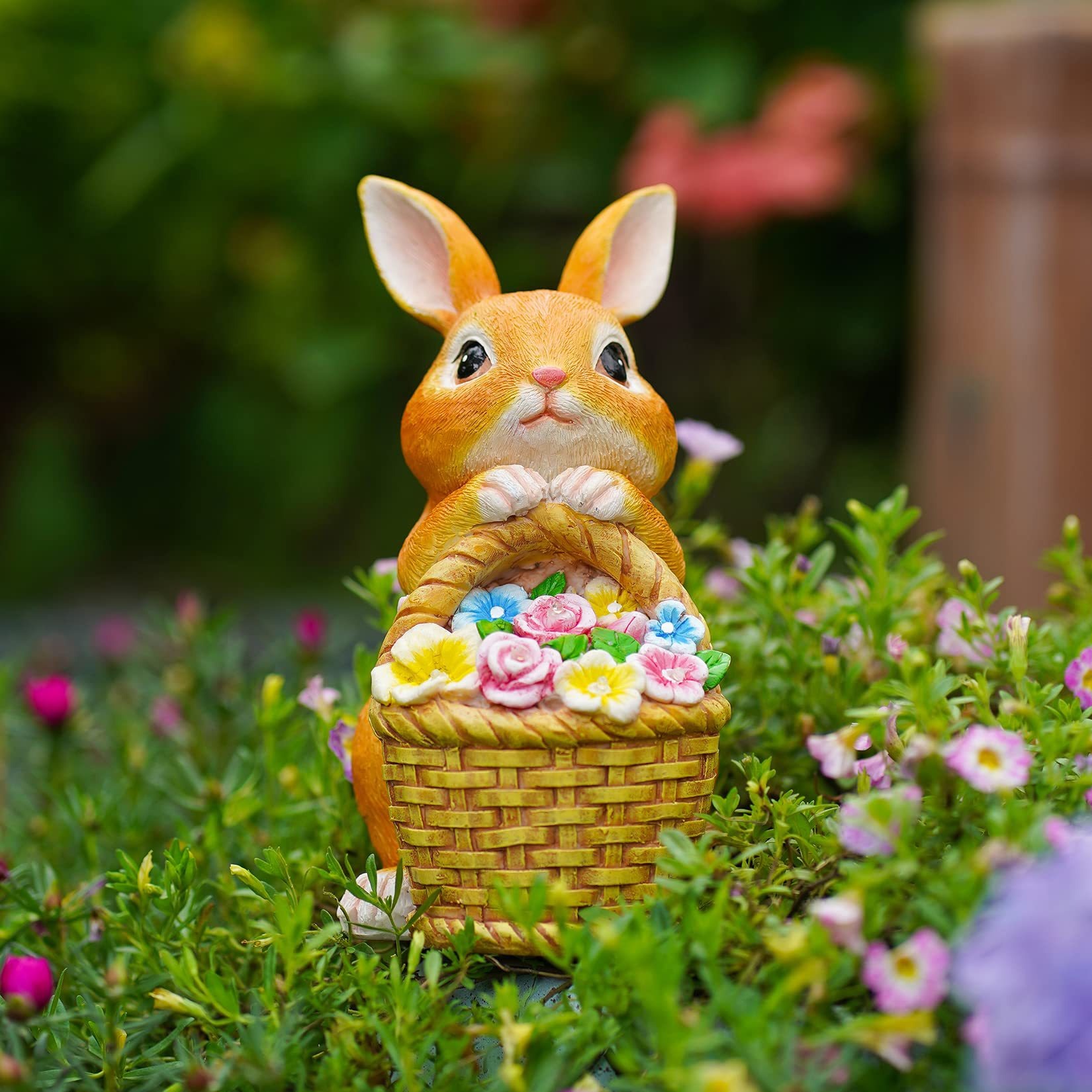Solar Rabbit Basket Decoration Resin — image 2