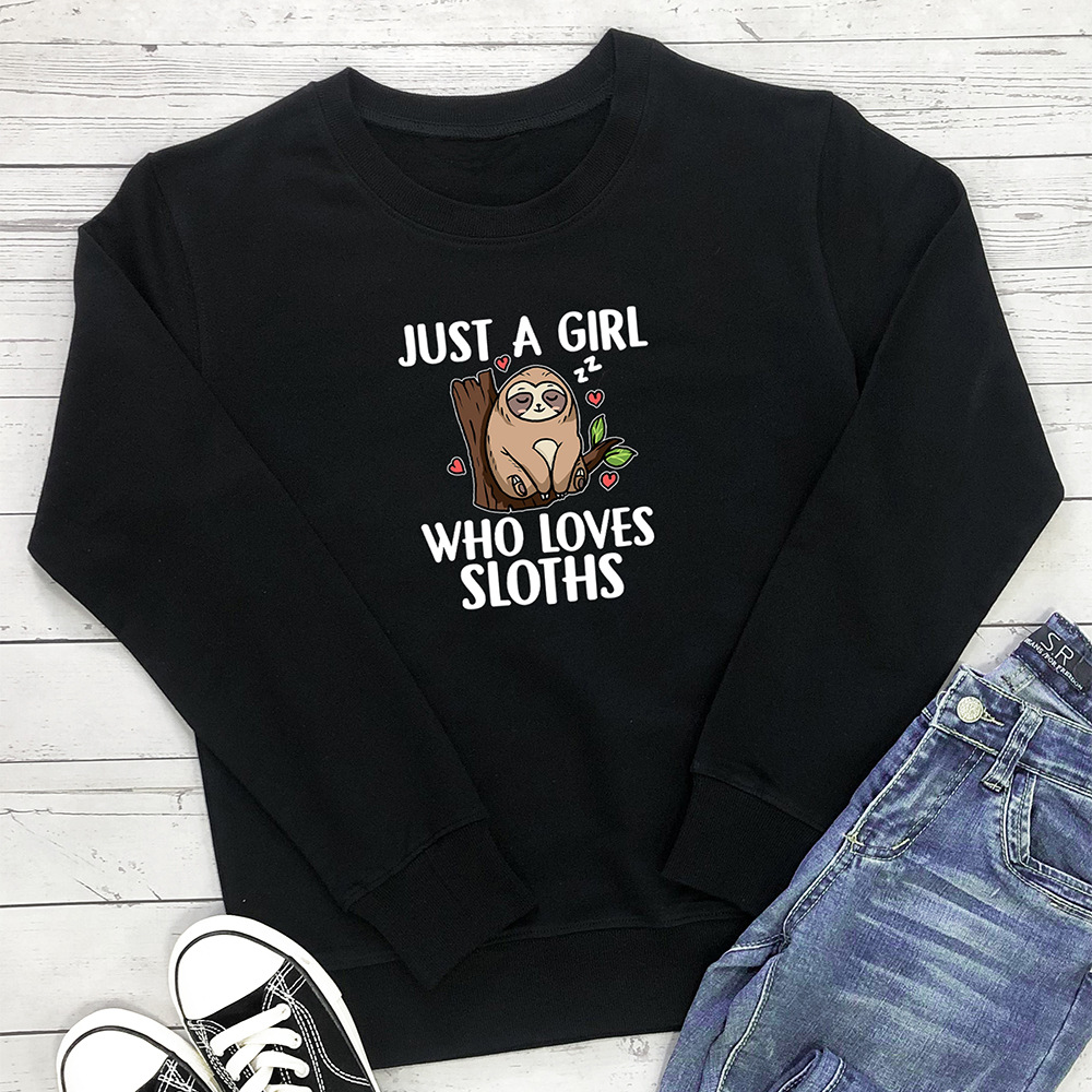 Just A Girl Who Loves Sloths printed hoodie — image 1