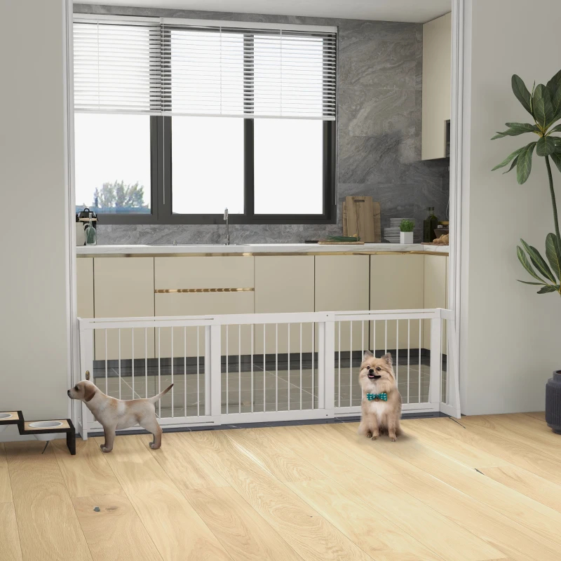 Reestanding Wooden Pet Gate With Support Feet & Non-Slip Mats For Indoor, Stairway, Doorway, White — imagen 7