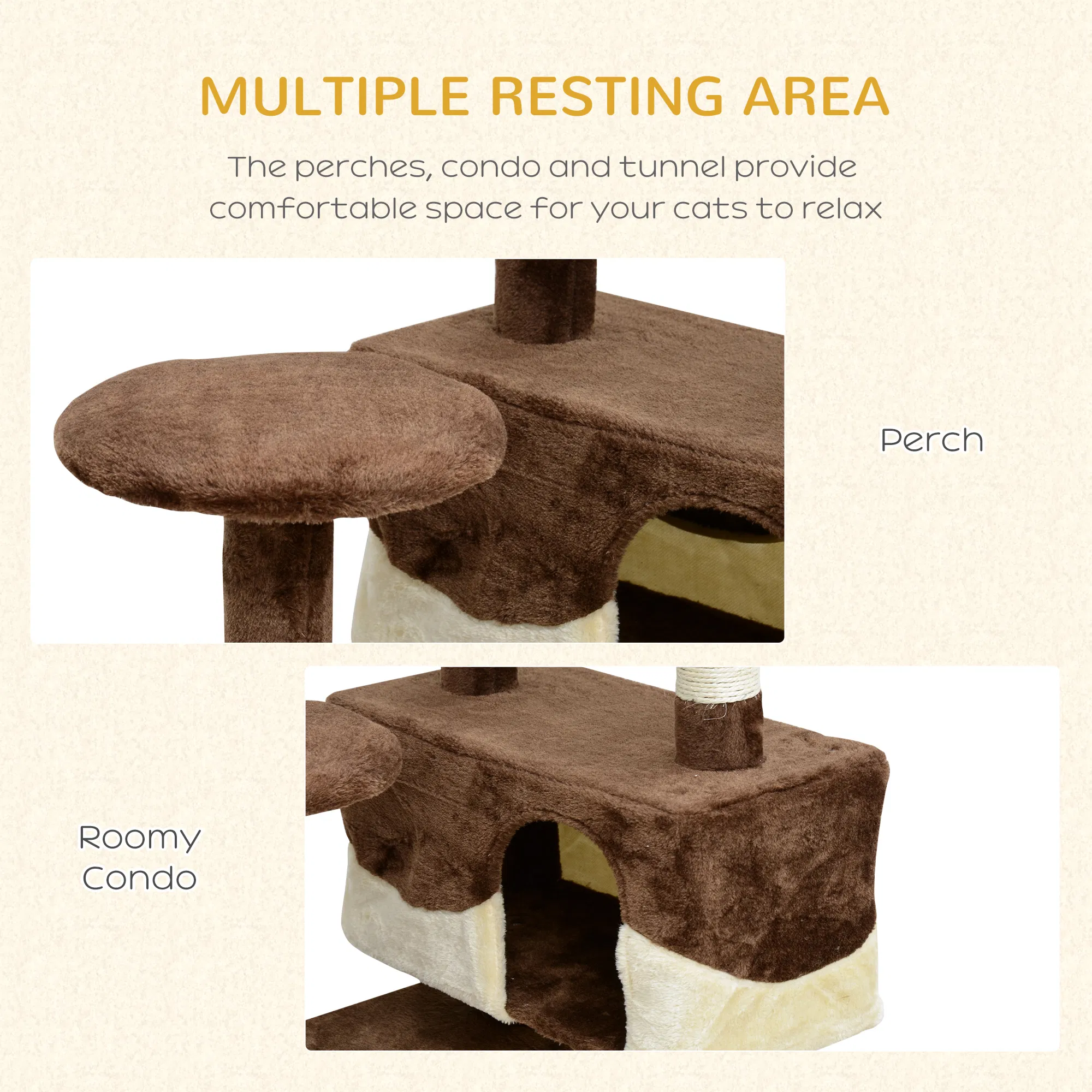 53" Cat Tree Scratching Large Kitten Play House Multi-Level Activity Center Pet Furniture — image 2