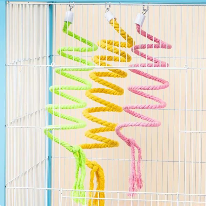 Parrot Climbing Toy Spiral Cotton Rope Bird Chewing Climbing Toys Parrot Swing Standing Toys Bird Supplies — image 3