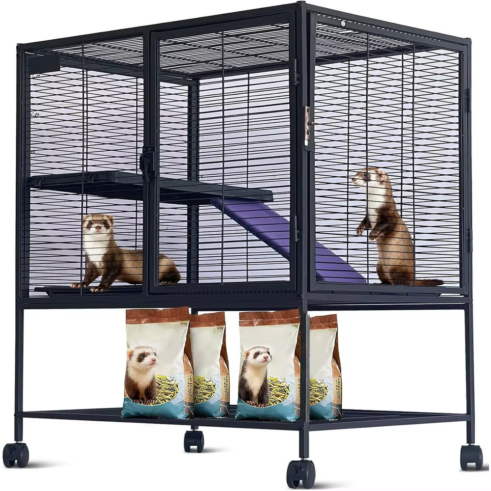 Metal Small Animal Cage, 39 ''H Multi-Level erret Cage or Small Animals - Large Hamster Cage with p, Extra Storage Stand, Removab — image 1