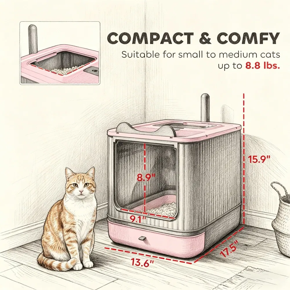 Cat Litter Box with Adjustable Front 17.5 Inches X 13.6 Inches X 15.9 Inches — image 2
