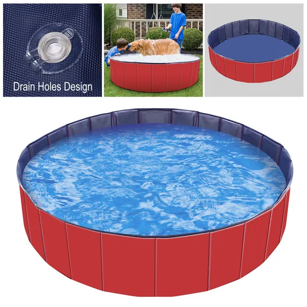Piscina Portátil para Mascotas de PVC Plegable Baño de Perros y Gatos Playa Acuática — imagen 1