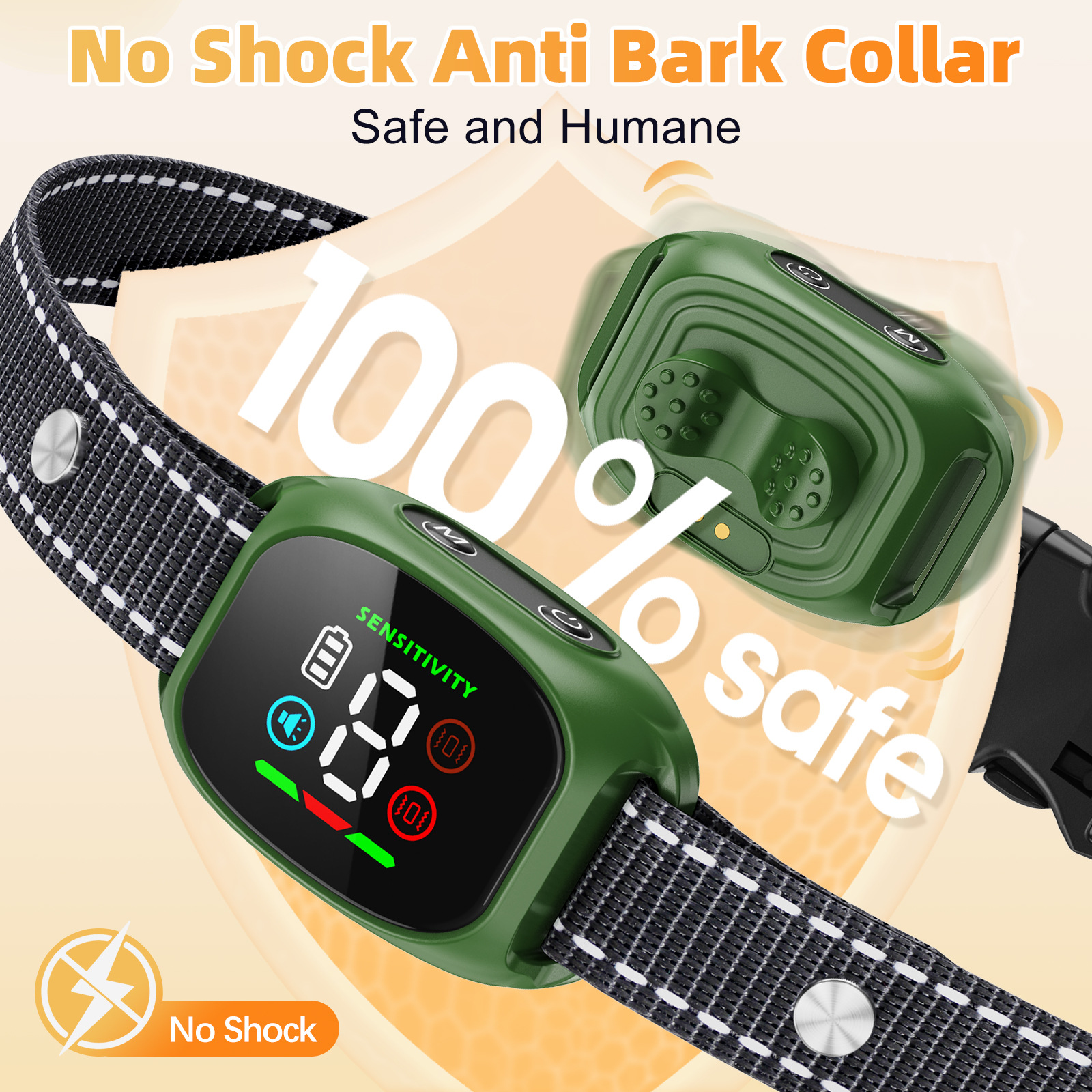Smart Rechargeable Anti Bark Collar for Dog Vibration 4 Modes 8 Sensitivity IP67 Waterproof for Small Medium Dogs — image 3
