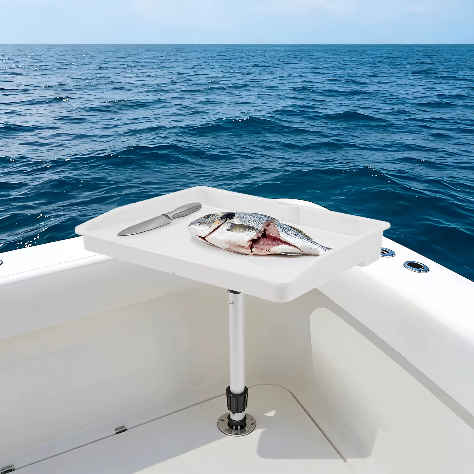 Tablero de Corte para Barcos, Cuchillos de Filete y Bait con Montaje en Ángulo Ajustable, Mesa de Pescado con Canal de Drenaje, Materiales PP y Aleación de Aluminio, Resistente a la Corrosión, Accesorios DIY para Pesca en Barcos — imagen 7