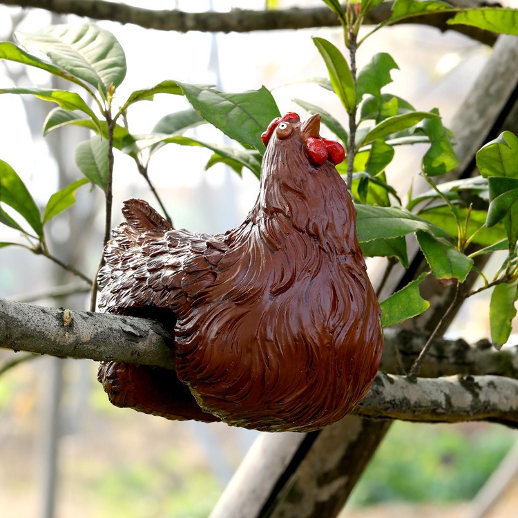 Ornamento de pollo de resina para jardín con ranura — imagen 8