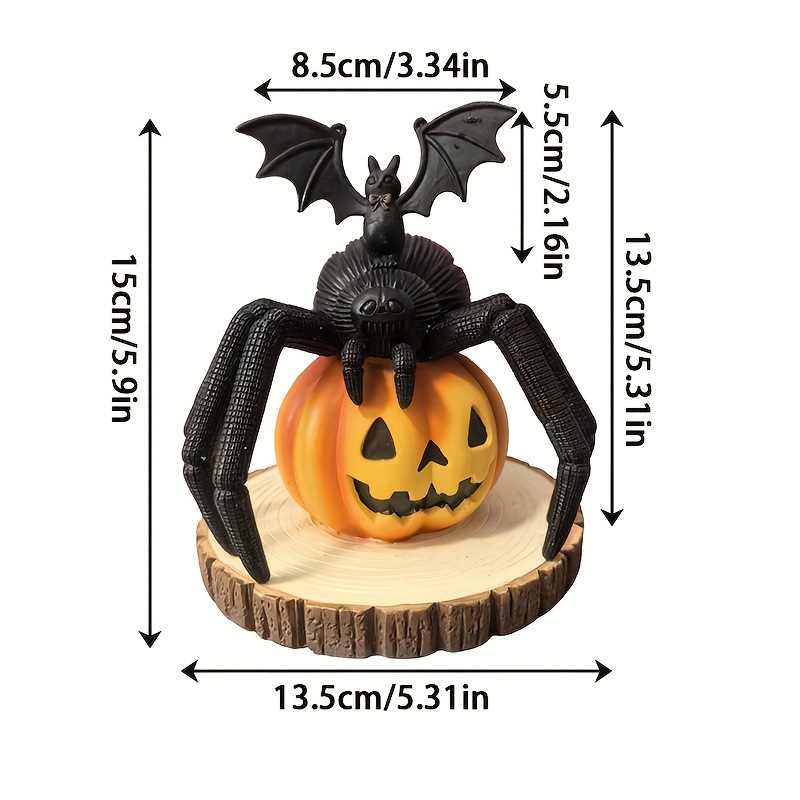 Araña de calabaza en estaca de madera decoración atmosférica de resina objetos decorativos Calabaza con Araña — imagen 6