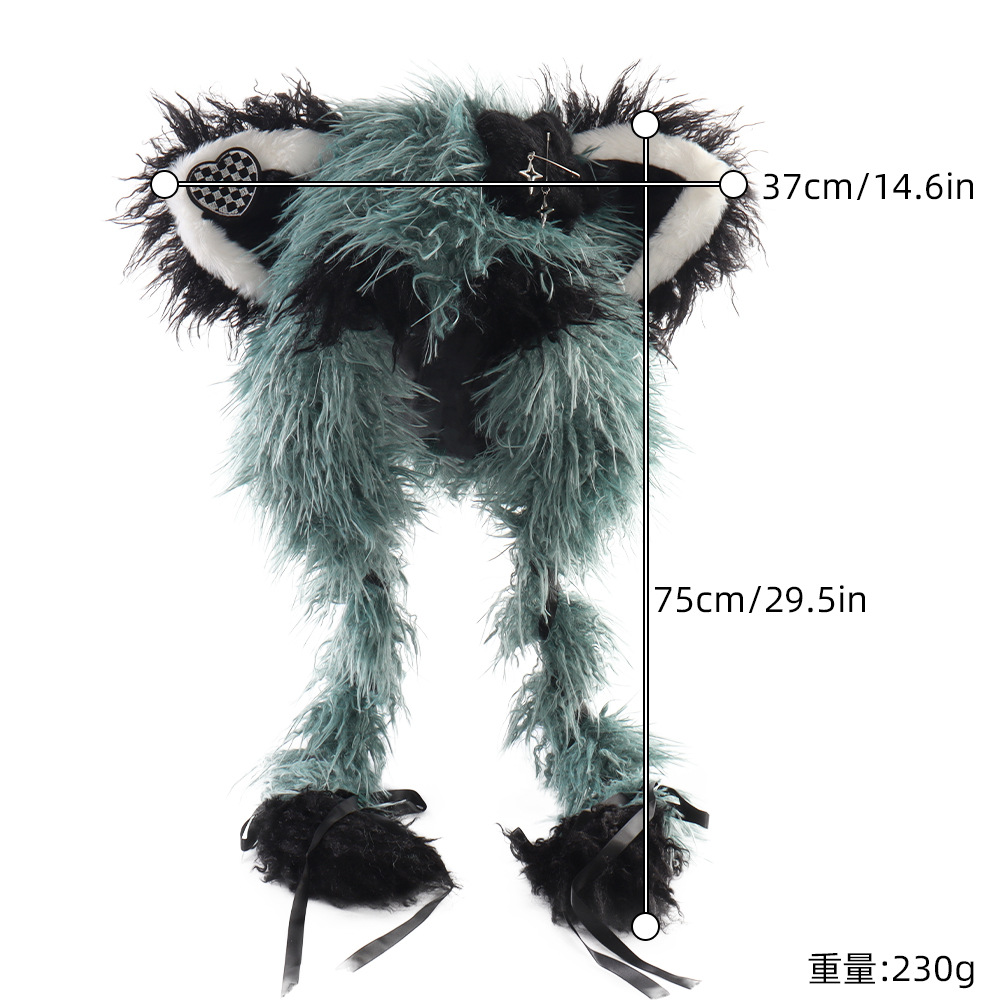Sombrero de Orejas con Pelo Rizado Lolita Estrella Pico de Zorro para Gatos, Invierno Caluroso Moda Subcultural Y2K — imagen 4