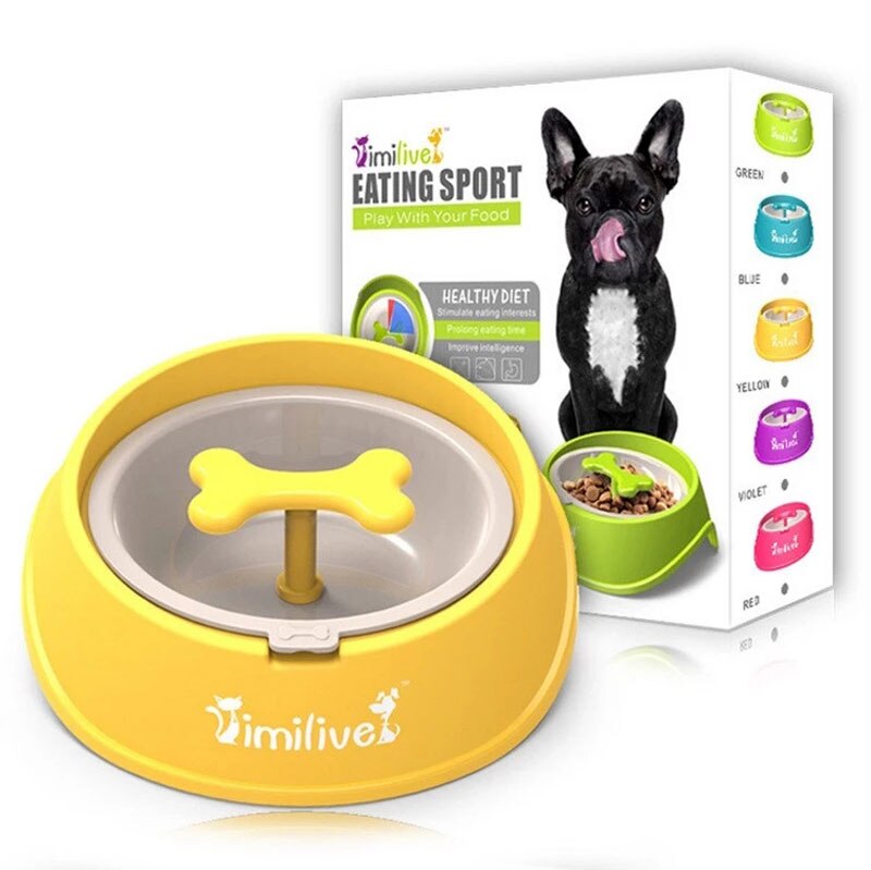 Rotary Anti Choke Pet Feeder dog Slow Eating Drink Bowl Bone Shaped Prevent Gluttony Obesity Anti-skid Pet Supply sport dish — image 11