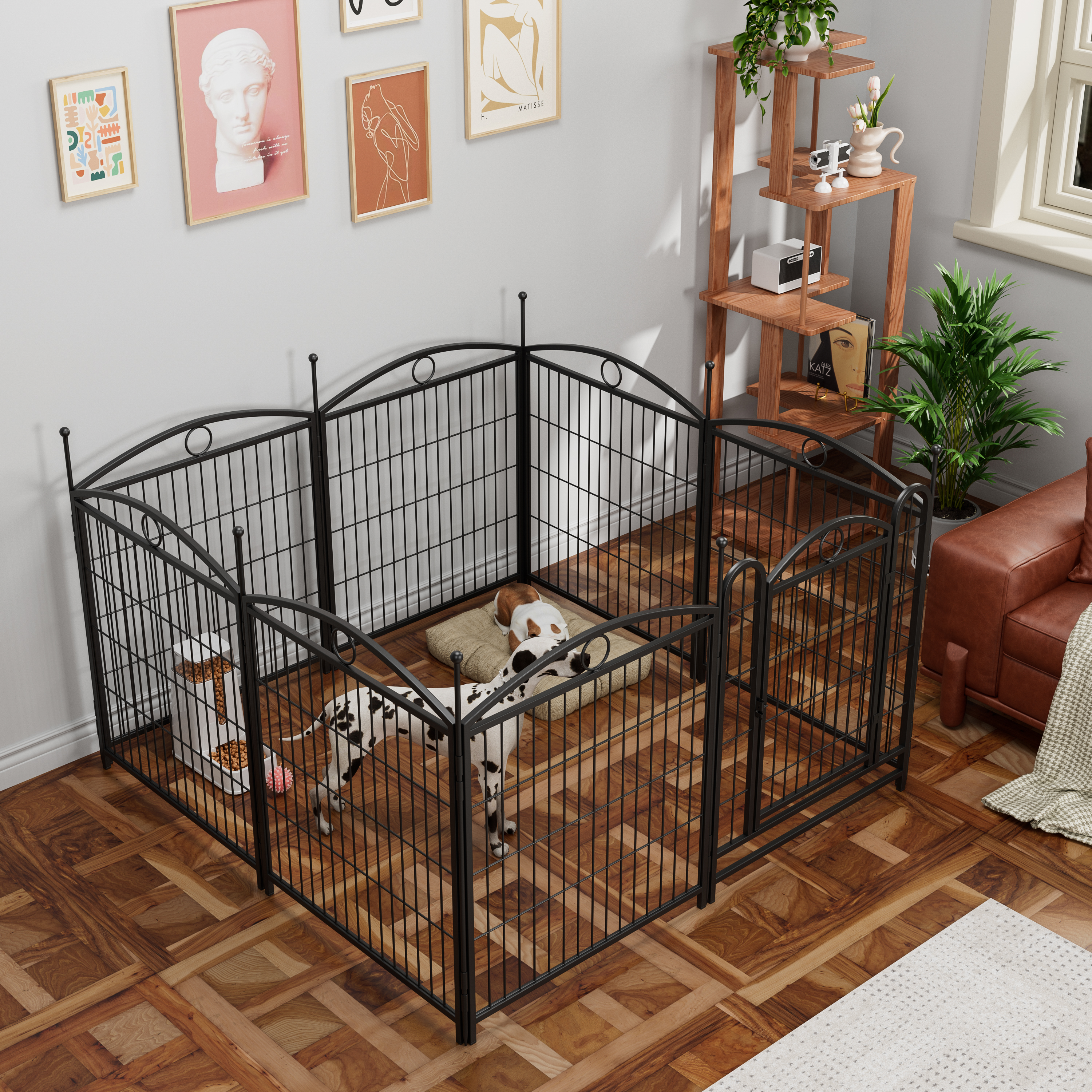 Dog Playpen Indoor 32 inch 8 Panels Metal Dog Pen Pet Dog Fence Outdoor Exercise Pen with Doors, Heavy Duty Dog Fence Puppy Pen for Large Medium Small Dogs Indoor Outdoor Foldable Pet Exercise Pen — image 18