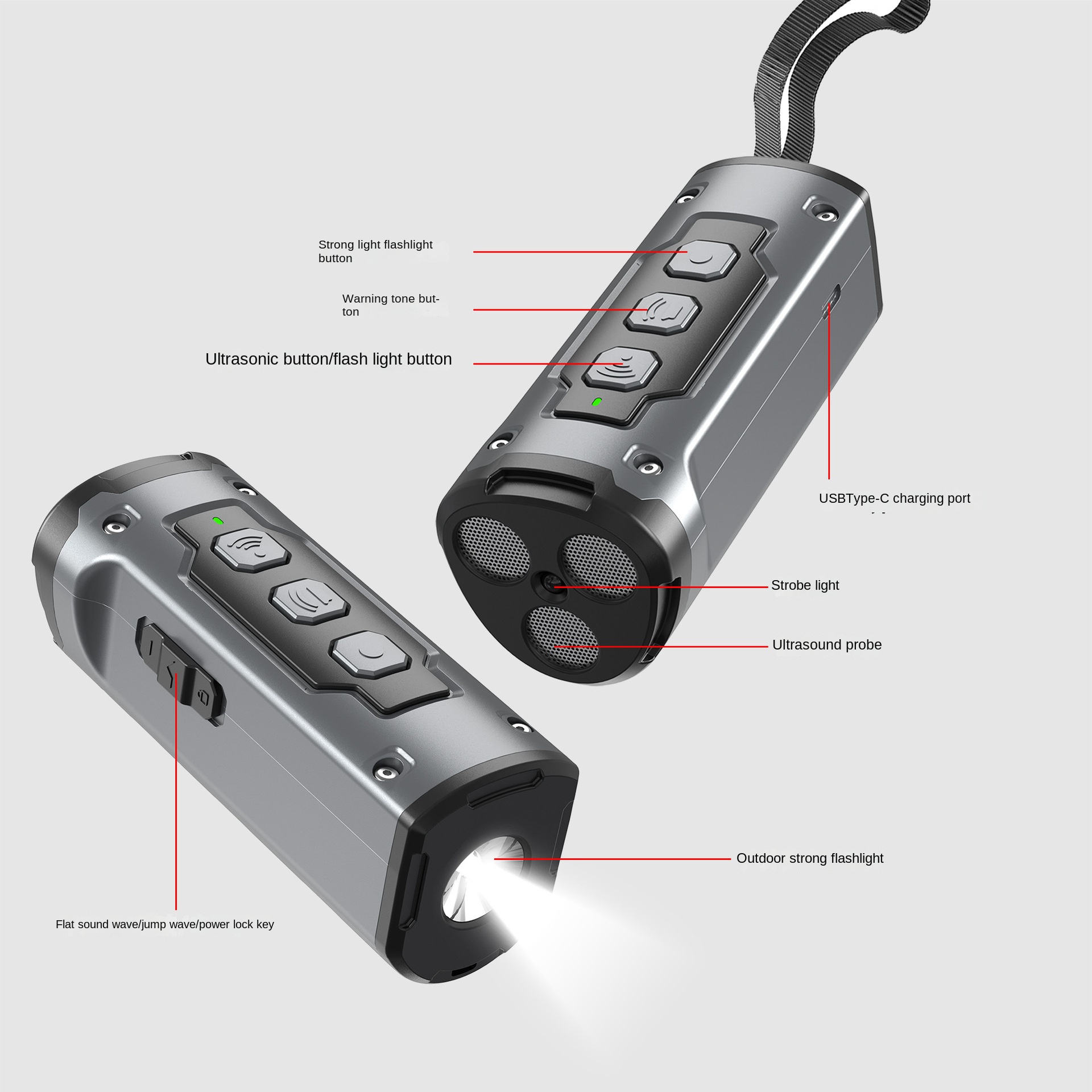 Ultrasonic Three-Head Sound Dog Repellent with Flashlight, Anti-Barking Device — image 6