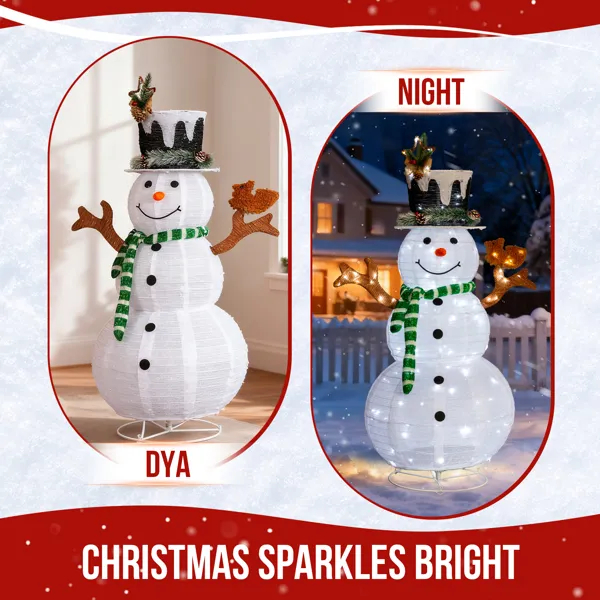 Lighted Snowman And Squirrel Christmas Yard Decorations, Pre-lit Pull Up Snowman With 120 White LEDs, For Xmas Outdoor Holiday Indoor Decor Lighted Holiday Displays — image 12