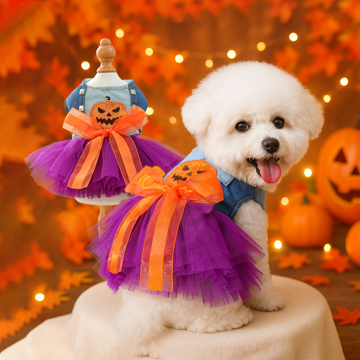 Pet Circle Spring Summer Cute Cartoon Pumpkin Style Whimsical Pumpkin Dress for Dogs and Cats — image 2