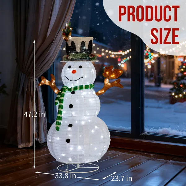 Lighted Snowman And Squirrel Christmas Yard Decorations, Pre-lit Pull Up Snowman With 120 White LEDs, For Xmas Outdoor Holiday Indoor Decor Lighted Holiday Displays — image 6