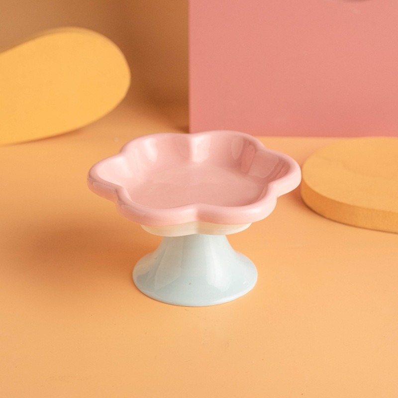Creative Flower Ceramic Cat Bowl Cartoon Cat Bowl Anti Overturning Pet Cat Food Bowl Water Wrist Snack Plate Cat Can Plate — image 3